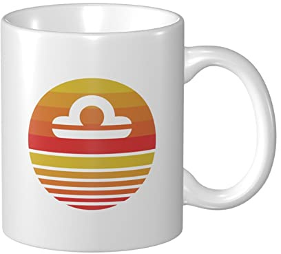 Lsjuee Segno zodiacale Bilancia Simbolo Tazza da caffè 11 Oz Tazze con stampa fronte-retro Tazza da tè per grandi regali Tazze da caffè per ufficio e casa