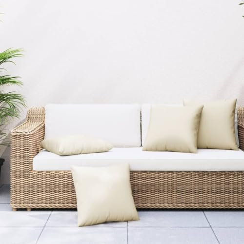 ShGaxin Sofakissen, 4 Stück, cremefarbener Stoff, 40 x 40 cm, Bodenkissen, Paletten, Terrassenkissen, Outdoor-Kissen - 360361