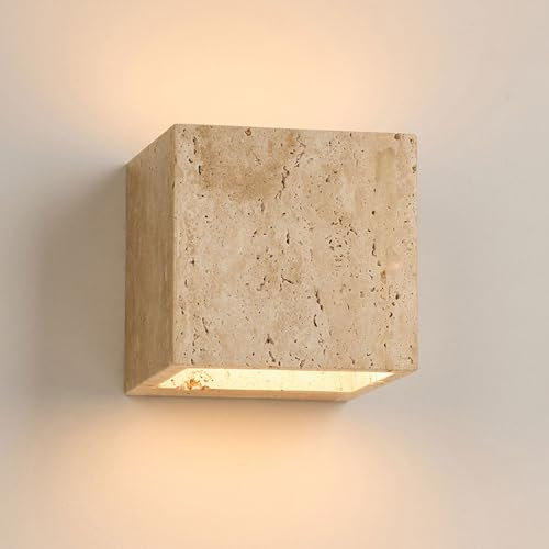 Jadssox LED-Wandleuchte, Auf- und Ab-Wandleuchte, Beleuchtung, Naturstein-Wandleuchte, nordische quadratische, festverdrahtete Wandleuchten, Innenwandbeleuchtung für Wohnzimmer, Schlafzimmer, Flur