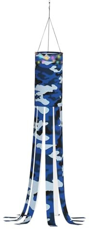 Festlicher Windsack mit blauem Camouflage-Muster – Halloween-Geister-Dekorationen, ästhetische Herbst-Windsäcke für den Außenbereich