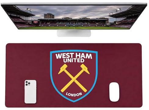 Licensed Décor West Ham United FC – Vinyl-Schreibtischunterlage – Farbwappen auf Weinrot – 35 x 60 cm