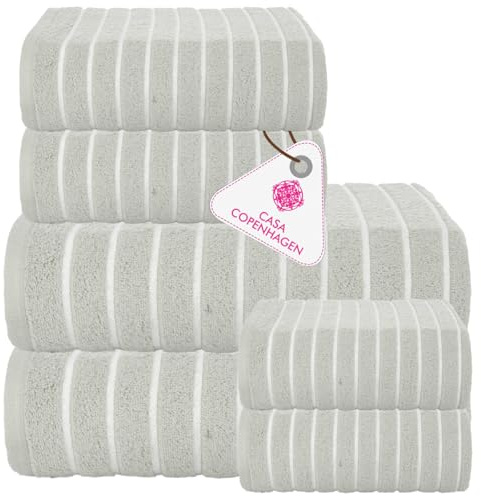 Casa Copenhagen 6-teiliges Badehandtuch-Geschenkset, 600 g/m², Grauviolett | Ecstatic 100% reine ägyptische Baumwolle: 2 Badetücher, 2 Handtücher, 2 Waschhandschuhe fürs Bad (Geschenkset Damen & Herren)