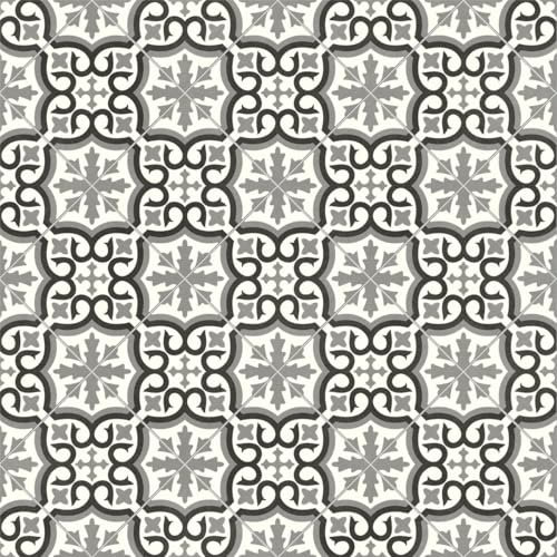 VINYL FLOORING UK Bradley 990M Black White Designer Effect Vinyl Flooring For Kitchen, Bathroom, 2.6mm Thick Textile Backed Vinyl Sheet-3m(9'9) X 2m(6'6)-6m²
