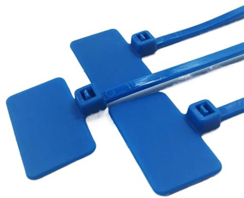 WDSBZNB Kabelbeschriftung 100 Stück Easy Mark 4 x 150 mm Nylon-Kabelbinder, Etiketten, Kunststoff-Klettbänder, Markierungen, Kabelanhänger, selbstsichernde Kabelbinder(100PCS Blue)