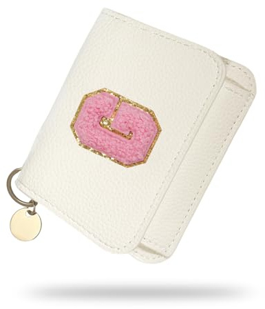 Portafoglio per Ragazze, Portafogli Iniziali da Donna, Piccolo Portafoglio Bianco per Bambini con 5 Scomparti per Carte, Borse Personalizzate Regalo per Ragazze e Donne, Regalo di Compleanno, Regali
