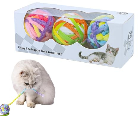 Generisch Katzenball Spielzeug | Katzenkauspielzeug Kitten Bälle,3 Farbige Spielbälle Mit Glöckchen Zum Jagen Und Spielen Für Wohnungskatzen