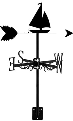 Girouette à voile en métal en acier inoxydable avec indicateur de direction rétro avec revêtement antirouille pour extérieur, jardin, toit, paddock, décoration, bateau