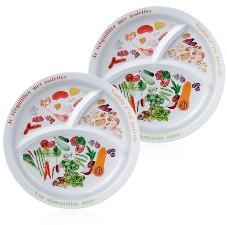 Xingch Plaques de contrôle des portions - Assiettes de régime macro pour régime bariatrique, perte de poids et repas équilibrés - Assiettes diététiques pour adultes - Contrôle sain des portions (2)