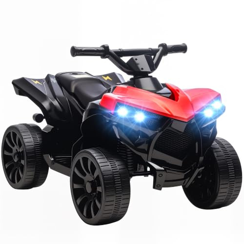 AIYAPLAY Quad Elettrico per Bambini ATV con Musica, Età 18-56 Mesi, Rosso | Moto per Bambini, Batteria Ricaricabile 6V, Fari LED, per Interni ed Esterni