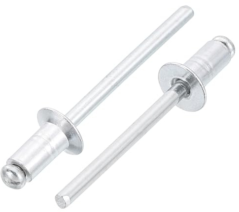 QUARKZMAN 100 Stück Blindnieten 3/16x3/8 Aluminium Nieten, Popnieten Mit Greifer Und Stahl Dorn Senkkopf Lange Spreiznieten Für Metall Möbel Automotive Silber