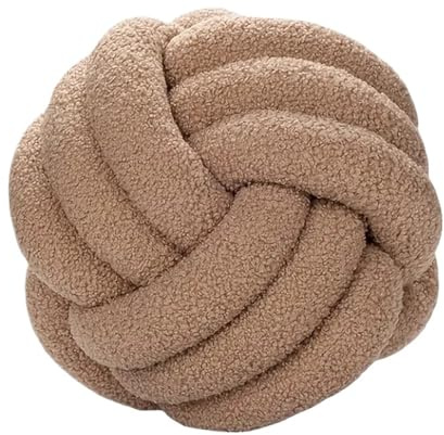 XIUsheUA Handknuten kudde dekorativ kudde handvävd plysch med knutna bollar (Khaki)
