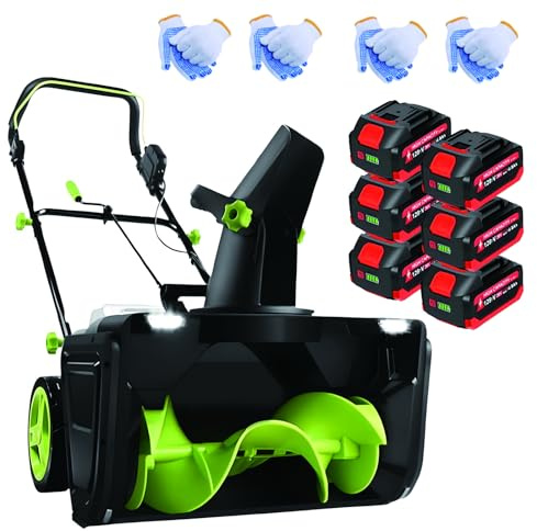Souffleuse à Neige sans Fil – Déneigeuse Électrique avec Batteries 4.0Ah, Largeur de Déblaiement 50cm, Profondeur 25cm, Goulotte Réglable 180°, Outil de Déneigement pour Allées, Trottoirs & 6-Battery