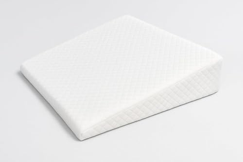 Comfort Collections Small Foam Wedge Support Cushion – Compact Angled Positioning Pillow for Chair, Sofa or Bed – Lightweight Support Block with Soft Cover (38 x 32 x 7.5 cm) (White)