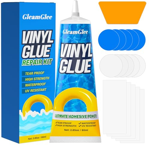 Air Mattress Patch Kit 80ML, Heavy Duty Waterproof Vinyl PVC Adhesive | Clear Flexible Bond, 15 Patches & Tools for Air Beds, Pool Floats, Hot Tubs, Boats, Rafts, Kayaks & More