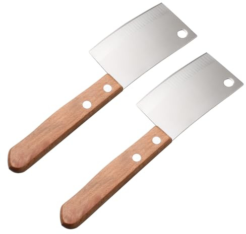 HOMOCONO Mini Couteau Cuisine et Outil à Beurre 2 Pièces en Acier Inoxydable, Manche Bois, Solide pour Préparation Culinaire et Service de Fromage