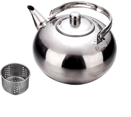 JoyousMall Stainless Steel Teapot with Strainer, 1L 1.5L 2L Small Tea Pot with Removable Infuser Rustproof & Anti-fading for Perfect Brewing(14cm)