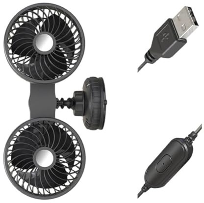 Whoasyst Head Car Fan with Powerful Suction Cup Adjustable Wind Direction Quiet Cooling for Vehicles Trucks SUVs Suction Cup Car Fan