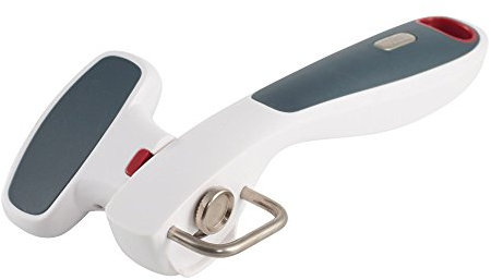 Zyliss Can Opener Safe Edge, Manual Tin Opener Safely Open Lids Without Sharp Edge, Lock and Unlock Safety, Plastic/Stainless Steel, White/Grey, Dishwasher Safe