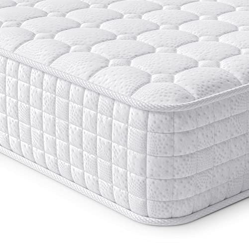 Vesgantti 4FT Small Double Mattress, 10 Inch Hybrid Mattress with Breathable Memory Foam and Individually Pocket Spring - Medium Firm, White