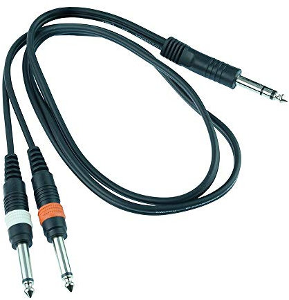 6.35mm Stereo Plug to Twin Dual 2 x 6.35mm Mono Jack Plug Lead Split Spliiter Y Cable (1.5M Length)