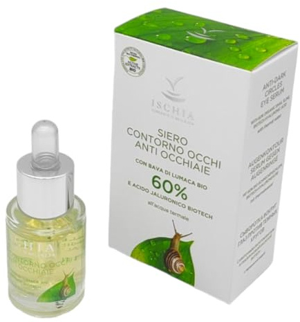 ISB - Siero Contorno Occhi Anti Occhiaie 60% Bava Bio 15 ml con Bava di Lumaca Bio e Acido Ialuronico Biotech a base di Acqua Termale dell'isola d'Ischia