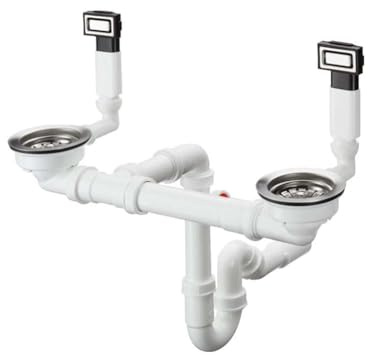 hansgrohe Manuelle Ab- und Überlaufgarnitur für Doppelbecken, edelstahl, D15-10