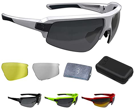 BBB Cycling Fahrradbrille Herren und Damen Sportbrille Sonnenbrille Radsport mit drei Wechselgläsern Polycarbonat Grilamid MTB Rennrad Urban Impulse BSG-62