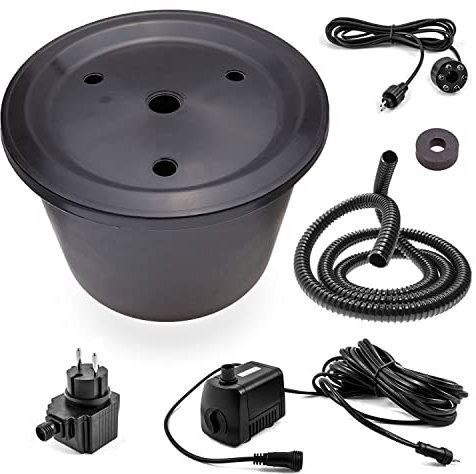 CLGarden Springbrunnenpumpe Set mit kleinem 30l Becken GFK Abdeckung Springbrunnen Pumpe SP1 LED-Beleuchtung Springbrunnenbecken DIY