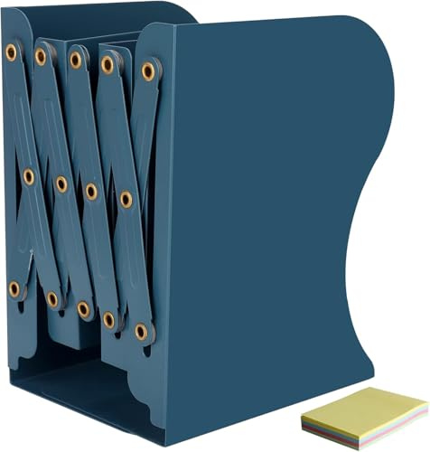 DIFIT Buchstütze, Verstellbare Buchstützen Metall, Blau, 1 Stück | Erweiterbare, dekorative, rutschfeste und schwer belastbar Bücherhalter für Zuhause, Bibliothek, Schule, Büro und Regal