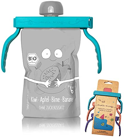 moin minis Haltegriff für Quetschies/Fruchtbeutel/Quetschbeutel, Baby Kinder Lebensmittel, Universal, Beutelklammer