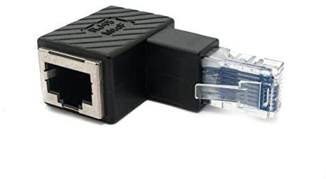 System-S LAN Adapter RJ45 Stecker zu Buchse Winkel Ethernetadapter Kabel in Schwarz