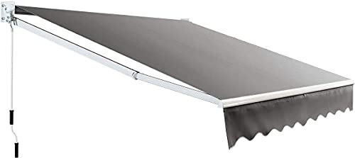 RELAX4LIFE Einziehbare Markise, Gelenkarmmarkise Sonnen- & Wasserschutz, Sonnenmarkise mit Handkurbel, Balkonmarkise Winkel einstellbar (40-100°), Balkon Veranda Outdoor Terrasse (3 x 2,5 m, Grau)