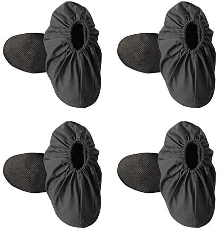 NINVVS 4 Pairs of Reusable Overshoes, Waterproof Cloth Shoe Covers, Non-slip Thickened Shoe Covers On Rainy Days, Machine Washable Household Dust-Proof and Anti-Fouling Black Shoe Covers., 36-44