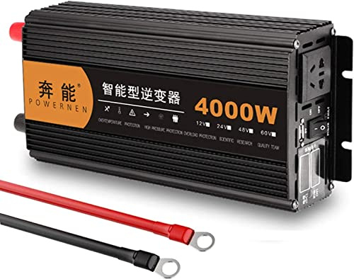 Power Inverter Transformador Inversor De Corriente De Onda Sinusoidal Pura De 4000W DC 12V / 24V A AC 240V Convertidor De Onda Sinusoidal Con Salidas De CA Duales Y For Puertos USB, For Uso En El Hoga