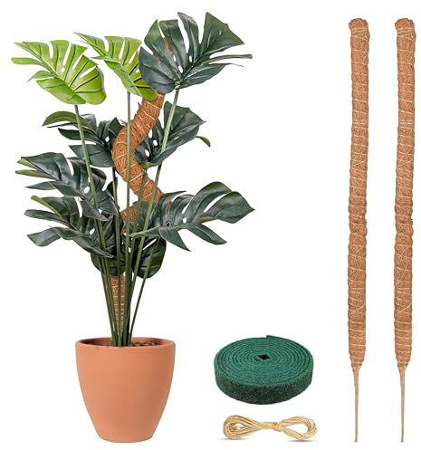 EcoNour 2 Pack Moss Poles for Plants – 28 Monstera Plant Support Stakes, Coir Plant Sticks for Indoor Climbing Plants, Pothos, Philodendron & Houseplants