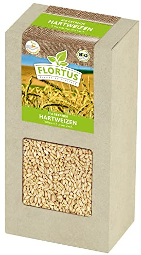 FLORTUS BIO Hartweizen Getreide Samen 200g | Weizen zur Herstellung von Weizenkleie Nudeln Couscous Smoothie Katzengras & Microgreens | Sprossen Samen