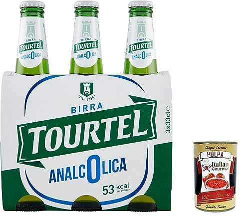 24x BIRRA Tourtel 0.0% Birra Analcolica, alkoholfrei Flasche Bier 0% Alk. 0,33l Flasche + Italian Gourmet polpa 400g