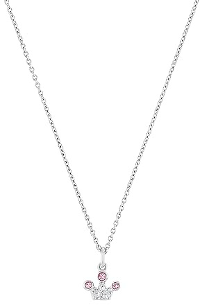 Prinzessin Lillifee Kette mit Anhänger 925 Sterling Silber Mädchen Kinder Halsschmuck, mit Glas, 35+3 cm, Silber, Krone, Kommt in Schmuck Geschenk Box, 2036938