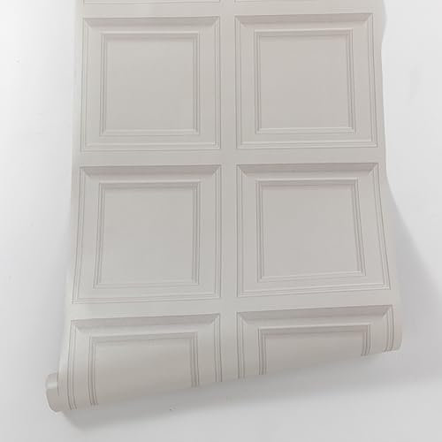 Trafagala 3D Effect Wall Panels Textured Wallpaper Embossed Wood Panel Effect Embossed Wallpaper Tartan Wallpapers Neutral Art Deco for Living Room Feature Wall Bedroom Ceilings Beige Cream