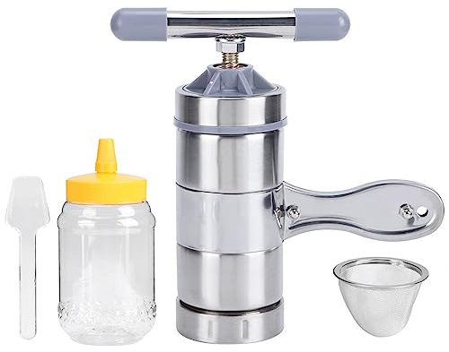 aqxreight Honigschleuder, Tragbarer Mini-Honigschleuder aus Edelstahl, Manuelle Honigpressmaschine, Imkereiwerkzeug, Tragbares Honigquetschwerkzeug