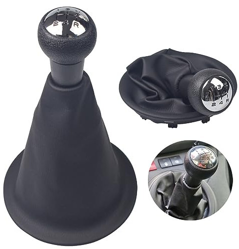 Kakulkomen Pour -Cit-Roen- Be-rlingo -III pour -Pe-ugeot -Pa-rtner -2008-2021 Housse de Soufflet de Levier de Vitesse Pommeau de Voiture en Cuir PU (Ensemble de 5 Vitesses, R est en Bas à Droite)