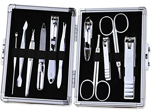 Set de Manicura Pedicura CLIPPER DE NAVE Set de 11 piezas Sistema de manicura de viaje profesional de acero inoxidable Conjunto de herramientas de cuidado de uñas con casos de viaje portátil La mejor