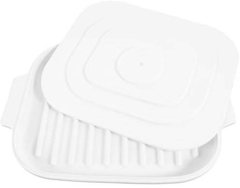 Abaodam Silicone Bacon Cooking Tray Lid Non-Stick Microwave Bacon Crisper Pan Reusable Baking Plate for Toast Cookies Cakes White