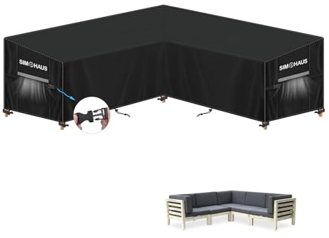 SIMPHAUS Sofföverdrag Vattentätt Tyg Utomhus Soffskydd Hörn Soffskydd Utomhus Hörn Soffskydd V-Vindtätt UV-skydd 420D Oxfordtyg 215x215x90x80/60cm