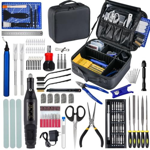 124Pcs 3D Printing Accessory Tools with Tool Bag for Remove/Trim and Finish 3D Print Includes Deburring Tool, Nozzle Cleaning, Removal Scrapers, Finishing Tools,etc.