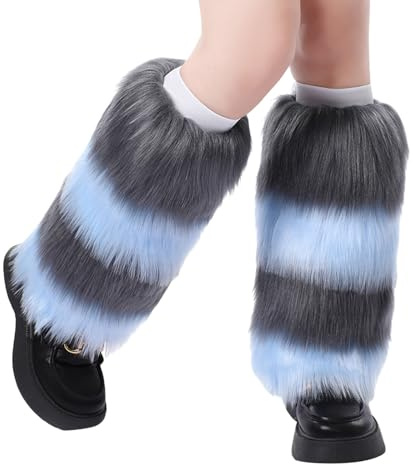 Beinwärmer Damen Winter Plüsch Beinwärmer Flauschige Fell-Beinstulpen Winter Häkeln Knit Stiefel Beinwärmer Warme bequeme Beinstulpen 1 Paar Frauen 80er-Tanzparty, kniehohe Beinsocken für Frauen