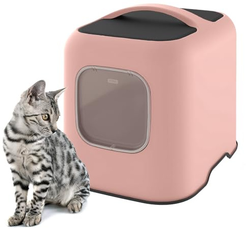 Ligo Lettiera Gatto chiusa Lettiera per Gatti con Filtro e Paletta contenitore sabbia igienico per gatto (ROSA, OLIMPIA)