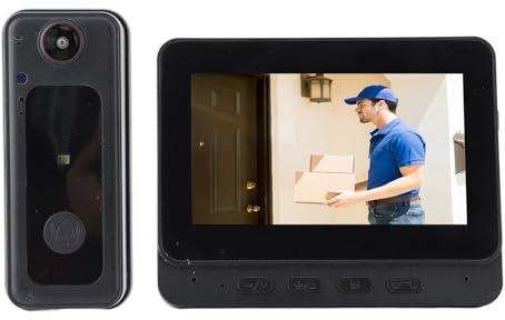 Dpofirs Wireless Video Doorbell with Monitor, 1080P HD 170° Wide Angle Night Vision, 2 Way Audio 1000mAh Battery WiFi 2.4GHz, Easy Installation for Home Security (No Monthly Fee)