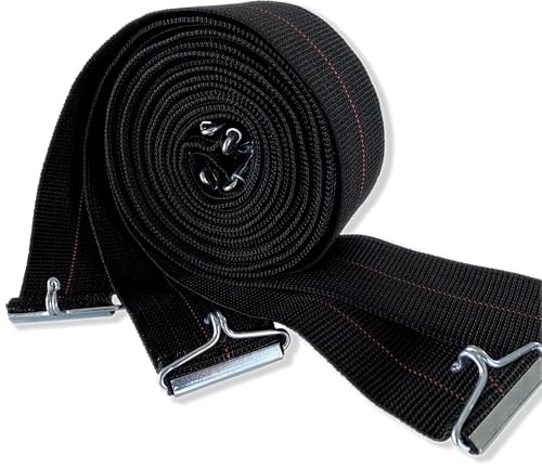 IPEA Cinghie Elastiche per Reti Letto da 190 a 200 cm – 4 Pezzi – Made in Italy - Corda Elastica con Ganci in Ferro per Letti con Rete a Doghe – Colore Nero – Larghezza 50 mm