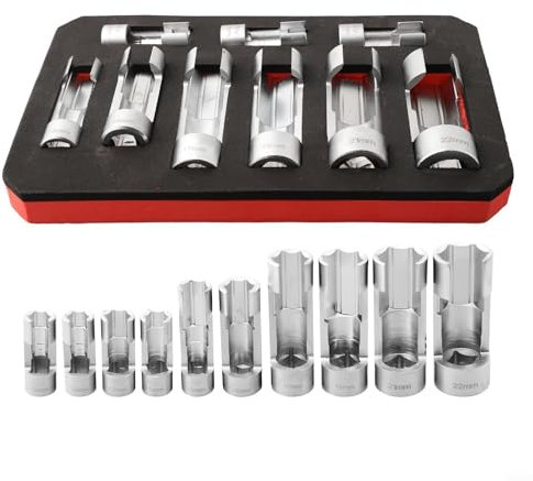 ZYNCUE 9Pcs Comprehensive Diesel Injector Socket Wrench Set,1/4 3/8 1/2 Fuel Lines Access To Pipe Connectors For Fastener On Bent Pipes